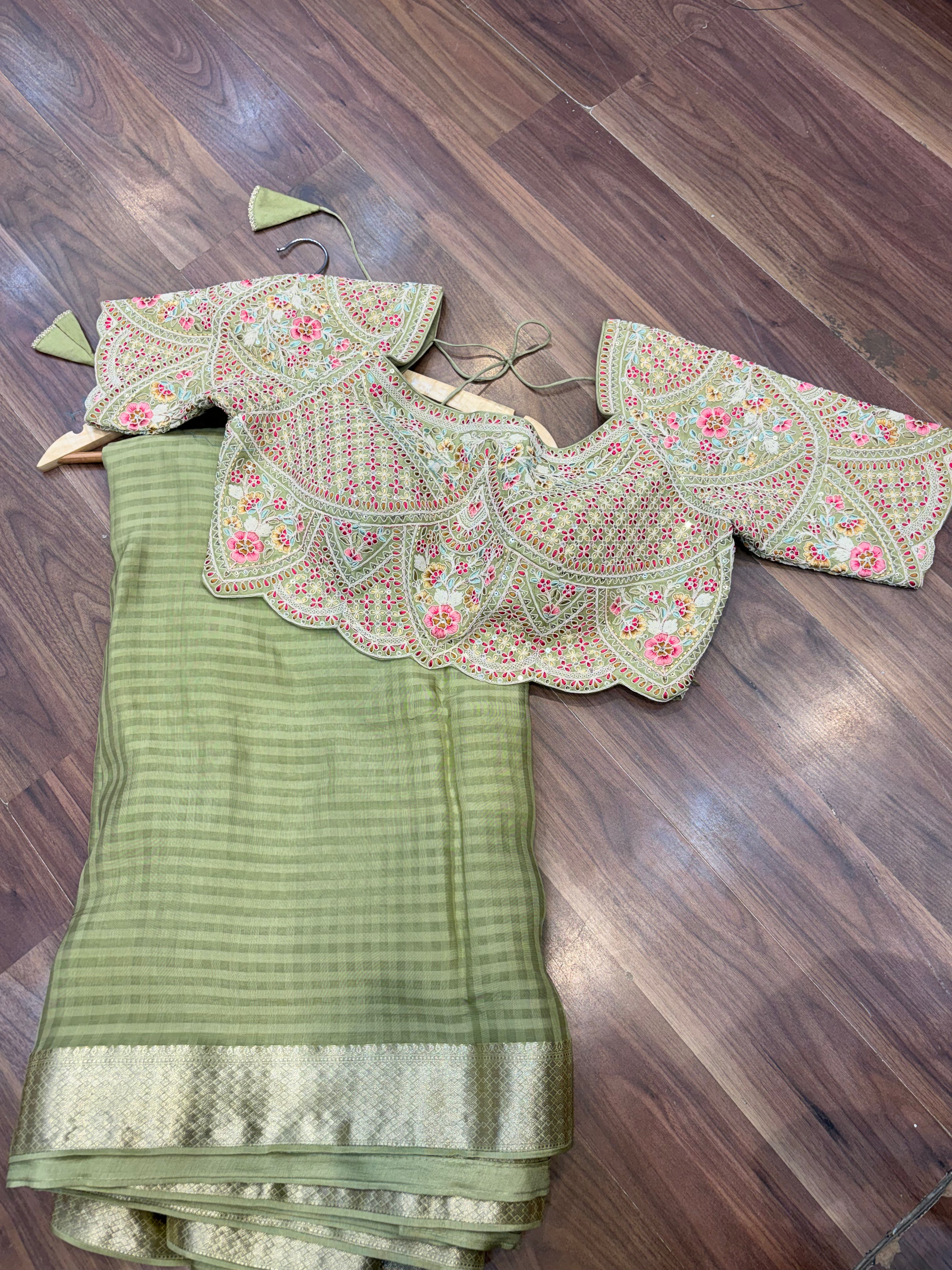Fancy saree with switched blouse
