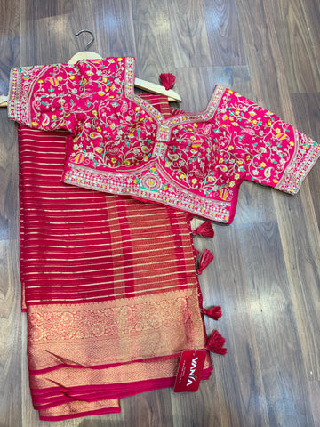 Fancy saree with switched blouse