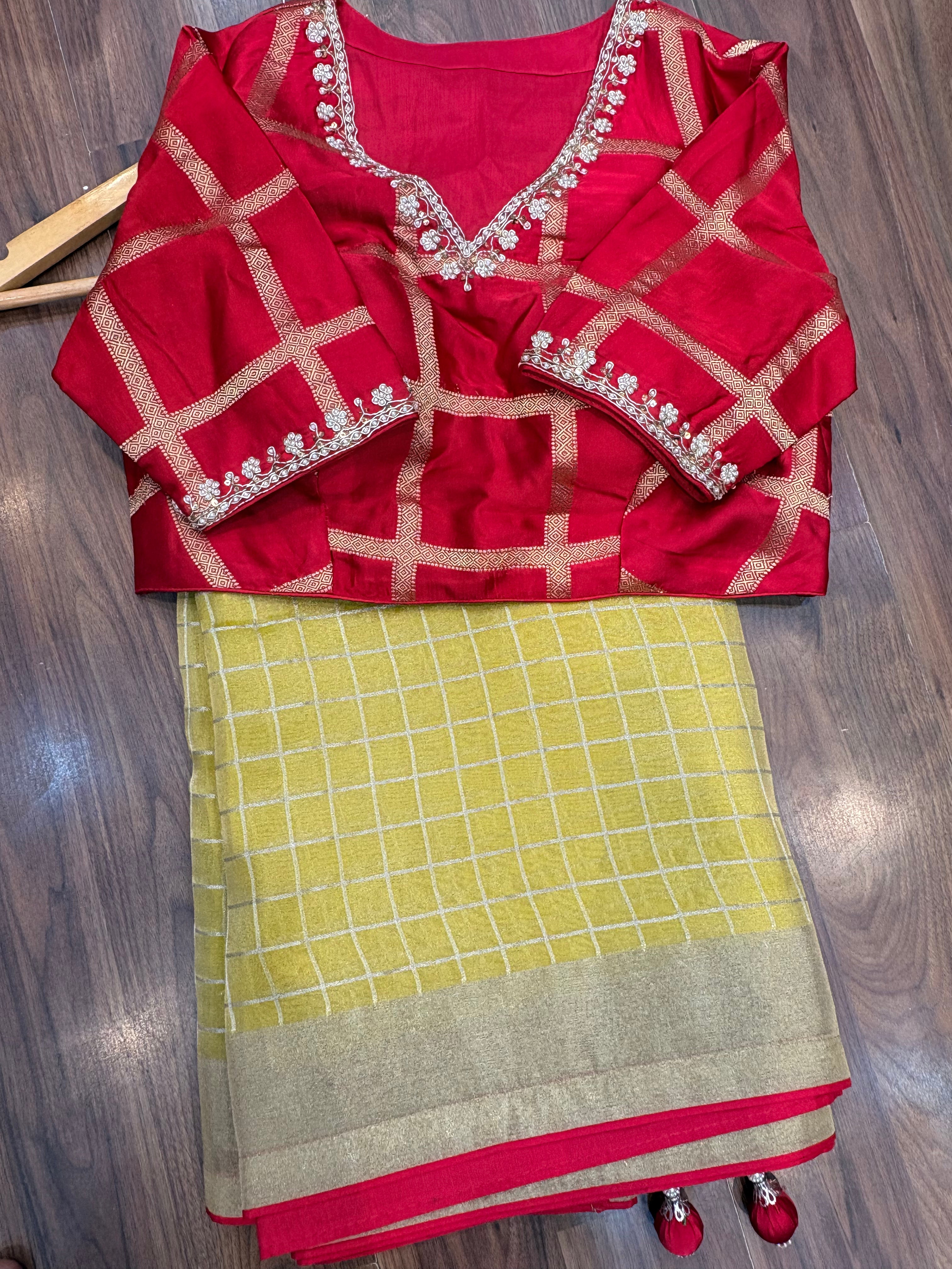 Fancy saree with switched blouse